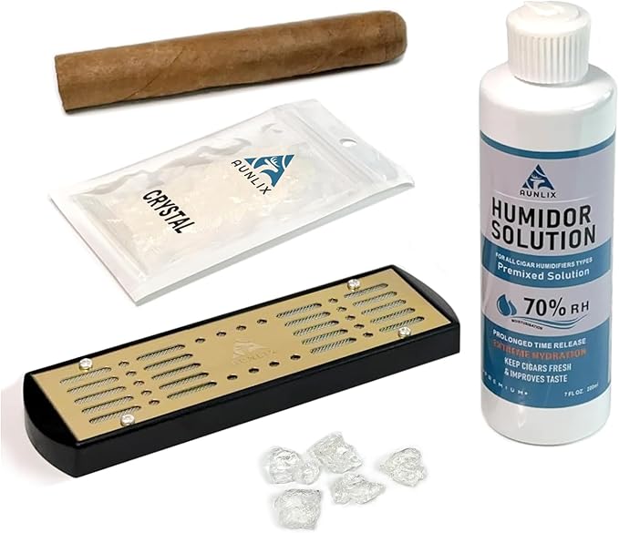 Cigar Humidifier & Humidor Solution Set, Safe Humidity Control Packs, Keep 70% RH for Cigar Humidor, Cigar Box, Aging Cigars (1-100 Cigars), DIY Upgrade Humidification System by AUNLIX