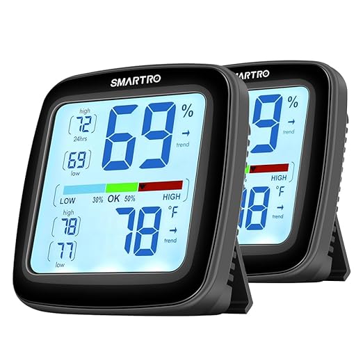 SMARTRO SC42 Professional Digital Hygrometer Indoor Thermometer Room Humidity Gauge Pro Accuracy Calibration 2 Pieces (2) by SMARTRO