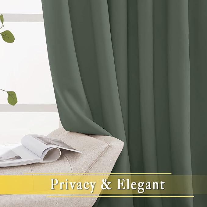 NICETOWN Sliding Door Curtains 84 inches Long, Grommet Blackout Thermal Patio Door Curtain Panel Sliding Door Drapes/Draperies for Room Divider (1 Panel, Dark Mallard, W80 x L84) - Image 7