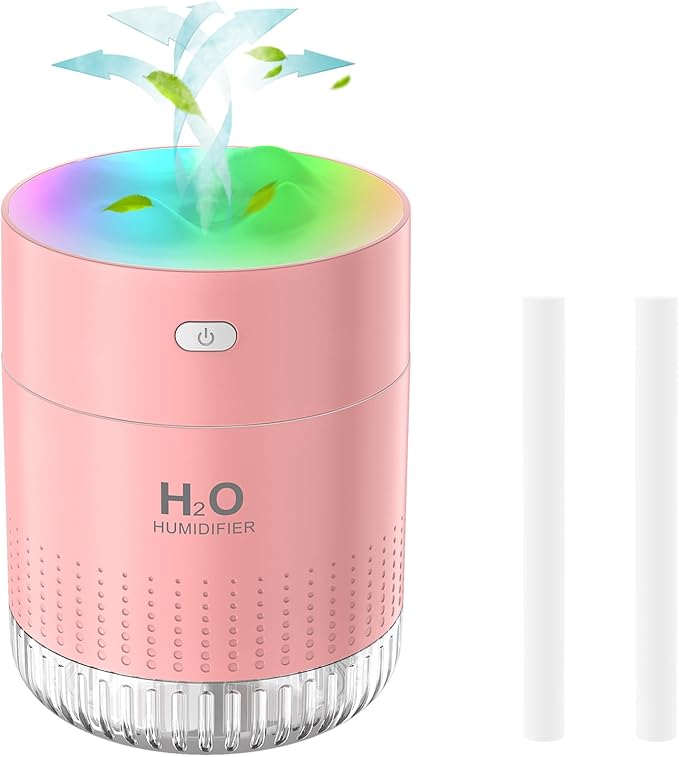 Portable Small Humidifiers for Bedroom Baby, Rechargeable Mini Cool Mist Plant Humidifier for Plants, Quiet Desktop Humidifier with 2 Working Modes & Colorful Night Light for Travel, Office, Bedroom by BESKY