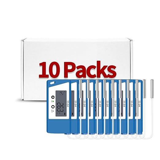 TE‑04 ET (10‑Pack) USB Temperature Recorder, Larger Display, Pause Logging Fuction, Dual Inter/External Sensors, Auto PDF & CSV Reports for Temperature Mapping, Cold Storage & Vaccine Storage by APRVTIO