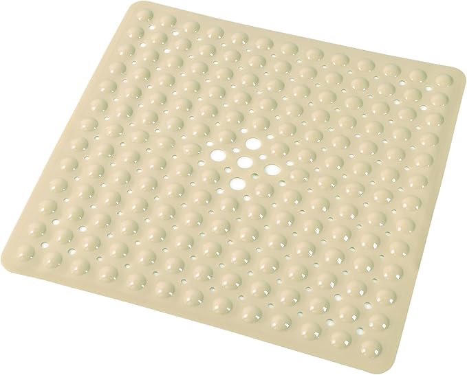 Anti-Slip Bathtub Shower mat, 20.8×20.8（Approximately 53×53cm） inch Soft Oversized Machine Washable Non-Slip Bathtub mat with Drainage Holes, Bathroom Floor Suction Cup.（1-Opaque Khaki） by ERASILKEN-X