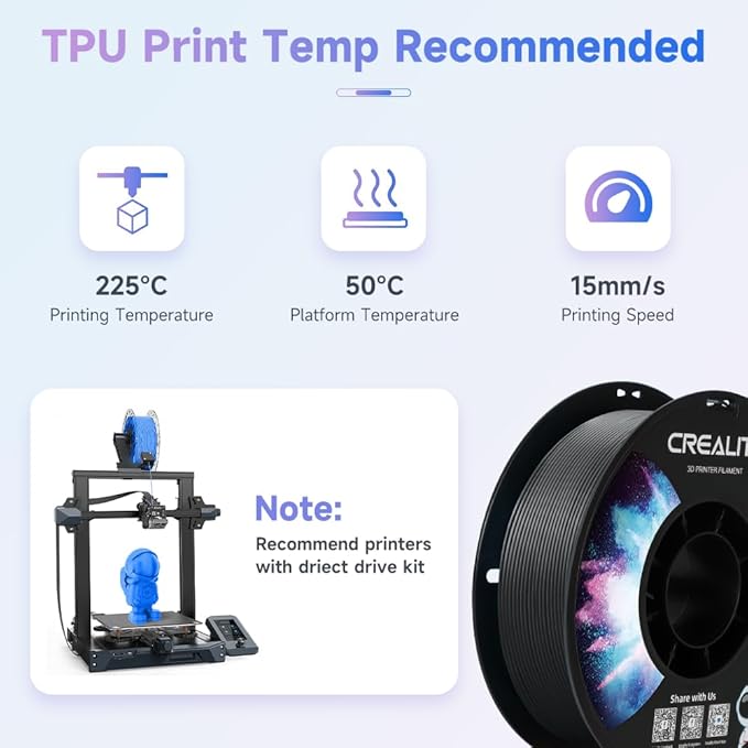 Official Creality TPU Filament, Flexible 3D Printer Filament 1.75mm, 95A Shore High Hardness & Resilience, Dimensional Accuracy +/- 0.03 mm for Most FDM 3D Printers - Image 7