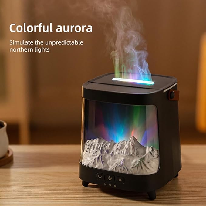 Flame Essential Oil Diffuser, Ultrasonic Aromatherapy Humidifier,Aurora Mountain Diffuser 3-Mode Flame & Color Light,Quiet Mist Diffuser with Timer for Bedroom,Home,Office,Spa,Gift,Yoga - Image 4