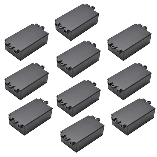 Fielect 10Pcs Dustproof Electronic Junction Box Plastic Enclosure Project Box with Ear for Electronic Projects ABS Black 2.56 x 1.50 x 0.87 inch by Fielect
