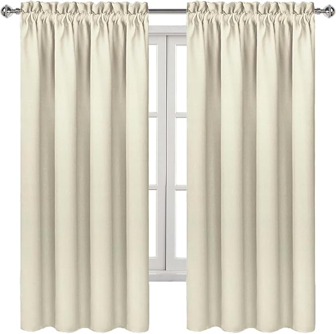 DWCN Blackout Curtains for Bedroom – Rod Pocket Thermal Insulated Noise Reducing Noise Reducing Drapes for Living Room, W 42 x L 63 Inch, 2 Panels, Light Beige - Image 9