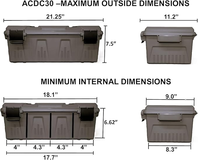MTM ACDC30, Divided Ammo Crate Utility Box, Water- Resistant, Stackable, Snap Latch, USA Made, Dark Earth - Image 4