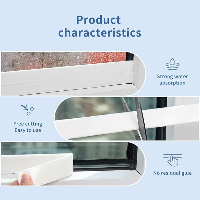 Window Condensation Absorber Weather Stripping Moisture Absorber Strip for RV White Absorbing Water and Keeping Sill Dry 1.18inch*13feet - Image 7