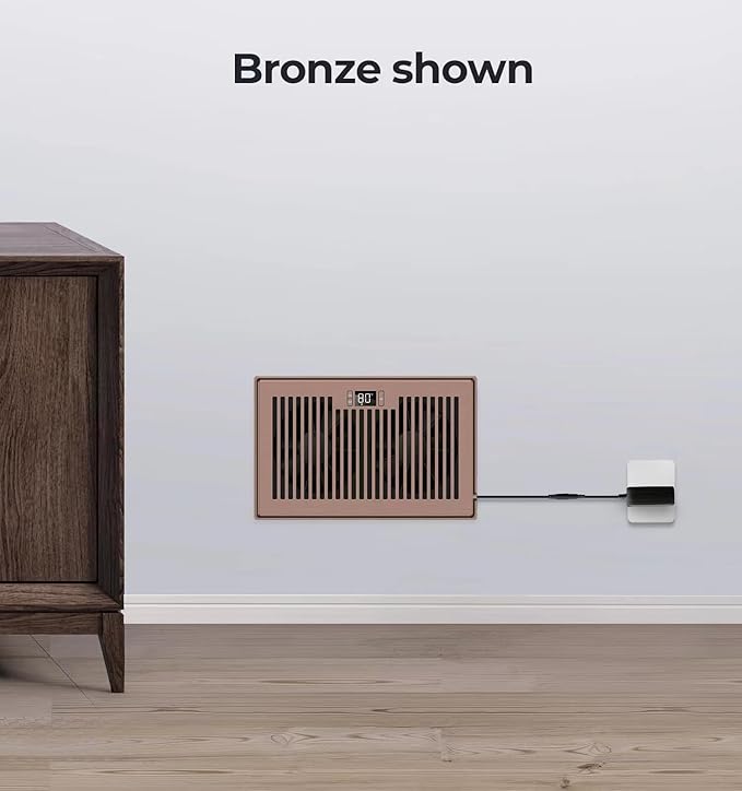 Quiet Register Booster Fan Fits 6" x 10" Register Holes, 10-Speed Smart Heating Cooling AC Vent Fan with Remote Control and Thermostat Control - Bronze - Image 7
