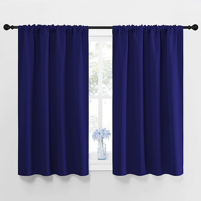 NICETOWN Navy Blue Curtains Blackout Draperies - Home Fashion Thermal Insulated Solid Drape Panels for Kid's Room, Privacy Window Dressing (1 Pair, 42 inches x 45-Inch) by NICETOWN