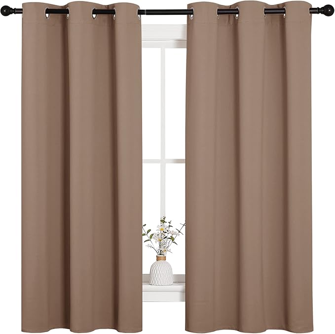 NICETOWN Window Treatment Thermal Insulated Solid Grommet Blackout Curtains/Drapes for Bedroom (Set of 2 Panels, 42 by 63 Inch, Cappuccino) - Image 2