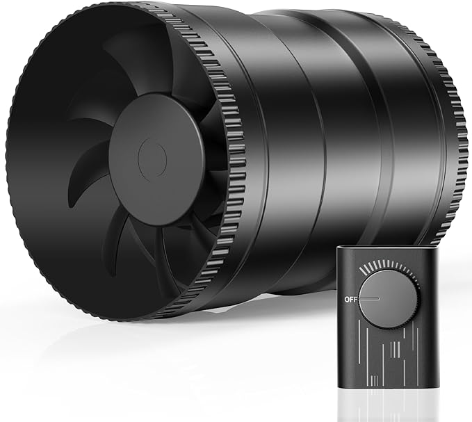 Hon&Guan 6 Inch Inline Duct Fan with Upgrade Controller - 345 CFM Airflow with 19.2W Ultra-Low Power and Low Noise by HonGuan