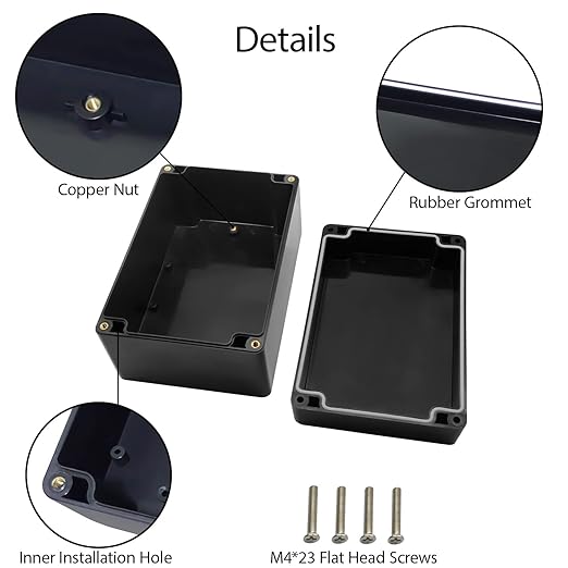 LeMotech Electrical Box ABS Plastic Project Box IP65 Waterproof Junction Box Project Case Universal Enclosure for Electronics Black 6.2X 4.2X 3.4 inch (160x110x90mm)（Pack of 1 - Image 4