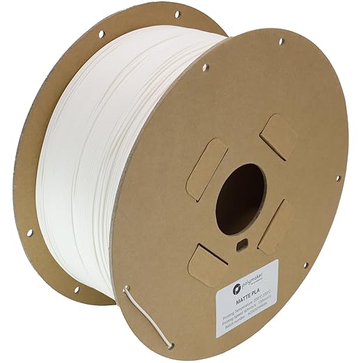 Polymaker Matte PLA for Production 1.75mm 2.5kg White, 1.75mm 3D Printer PLA Filament 2.5kg, Cost Effective Large Spool for Heavy 3D Printing Users by Polymaker