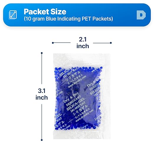 Dry & Dry 10 Gram Blue Indicating Silica Gel Packs - 25 Rechargeable Packets - Image 6