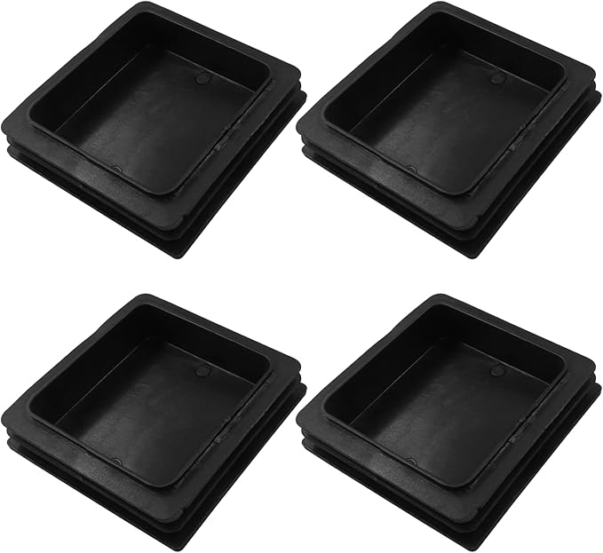 4 Pack 4" Square Plastic Plugs, Black Tubing End Caps Plugs Insert for Square Tube and Furniture Legs by Bonsicoky