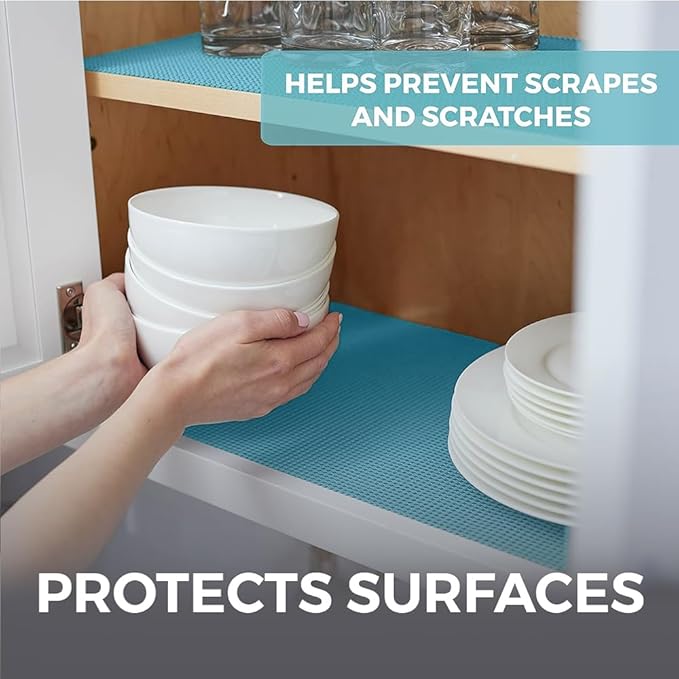 HOME GENIE Shelf Drawer and Cabinet Liner, Durable with Strong Grip, 17.5 in x 20 FT, Non Adhesive Liners Protect Kitchen Cabinets and Cupboard, Pantry, Bathroom Drawers and Shelves, Desks, Teal - Image 4