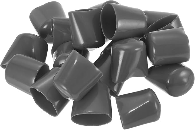 uxcell 20pcs Rubber End Caps 22mm ID Vinyl PVC Round Tube Bolt Cap Cover Screw Thread Protectors Dark Grey - Image 4