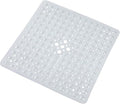 Anti-Slip Bathtub Shower mat, 20.8×20.8（Approximately 53×53cm） inch Soft Oversized Machine Washable Non-Slip Bathtub mat with Drainage Holes, Bathroom Floor Suction Cup.（1-Clear White） by ERASILKEN-X