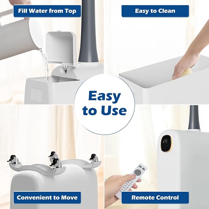 Humidifier Large Room,6.6Gal/25L Whole House Humidifiers for Bedroom Home 3000sq.ft, Commercial and Industrial Humidifiers with 360° Nozzle Tube,Top Fill/Smart Humidity/Timer,Nursery,Plants - Image 5