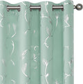 BUHUA Blackout Curtains 96 Inches Long, Vine Foil Print Pattern Room Darkening Curtain, Living Room Curtains & Drapes, Thermal Insulated Window Panel Set, 52 x 96 Inch, Aqua by BUHUA