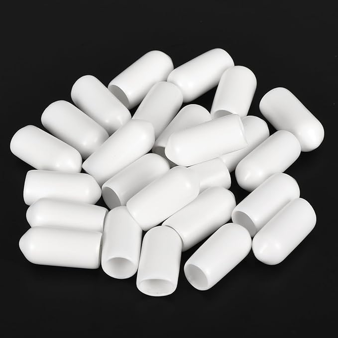 uxcell 20pcs Rubber End Caps 6.5mm ID Vinyl Round End Cap Cover Screw Thread Protectors White - Image 4