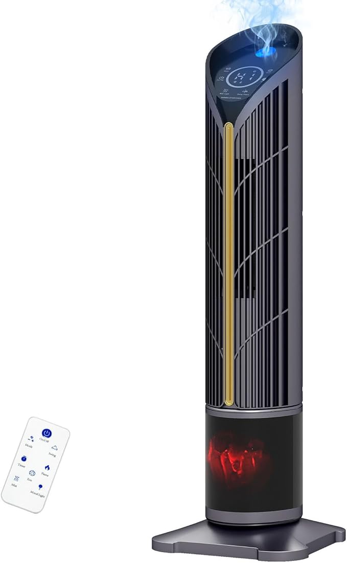 Auertech 28" Space Heater with Humidifier & LED Lights, 3 in 1 Electric Space Heater with 3D Flame, Oscillating Room Heaters with Eco Mode, 12H Timer, Space Heaters for Indoor Use Large Room, Bedroom by Auertech