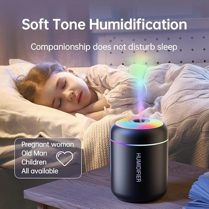 180ml Portable Small Humidifier with Colorful LED Night Light, USB Personal Desktop Humidifier for Car Home Office Travel, Auto Shut-Off, 2 Mist Modes, Super Quiet - Image 5