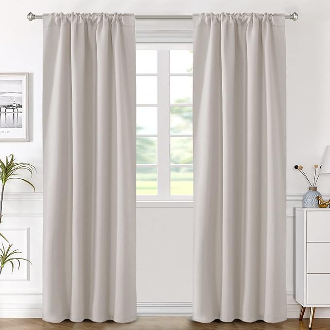 H.VERSAILTEX Blackout Curtains Thermal Insulated Window Treatment Panels Room Darkening Blackout Drapes for Living Room Back Tab/Rod Pocket Bedroom Draperies (2 Panels, Stone, 42 x 84 Inch) - Image 2