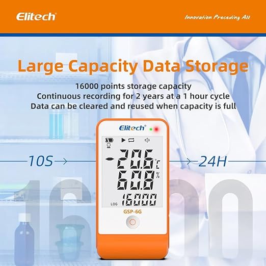 (Pack of 5) Multiuse Digital Temperature and Humidity Data Logger with Glycol (Range: -40 to 85°C) for Medicine, Vaccine Storage & Monitoring | Model: Elitech GSP-6 Pro - Image 6