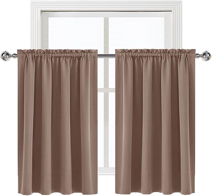 DWCN Blackout Curtains for Living Room Thermal Insulated, Energy Saving & Noise Reducing Bedroom Curtains, Khaki, W 52x L 36 Inch, Set of 2 Rod Pocket Curtain Panels - Image 9