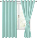 Hiasan Room Darkening Curtains for Bedroom, 60 x 72 Inches - Thermal Insulated & Energy Saving Window Drapes for Living Room/Dorm Room, Set of 2 Panels Sewn with Tiebacks, Aqua by Hiasan
