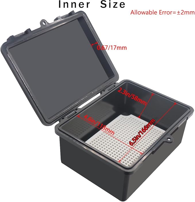Junction Box, Hinged Black Cover IP67 Waterproof ABS Project Box with Mounting Plate Electrical Box Enclosure with Wall Bracket 7.1 x 5.1 x 3.5inch(180x130x90mm) - Image 3