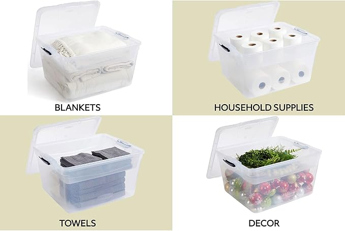 Rubbermaid Cleverstore 74 Qt Clear Storage Bins with Lids and Nesting Tray, 4-Pack, Stackable, BPA-Free, Made in USA - Image 6