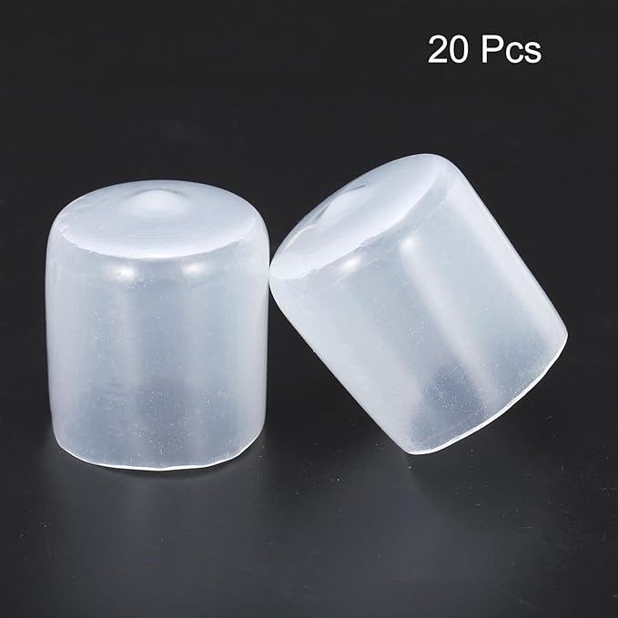uxcell 20pcs Rubber End Caps 25mm(1") ID Vinyl PVC Round Tube Bolt Cap Cover Screw Thread Protectors Clear - Image 2