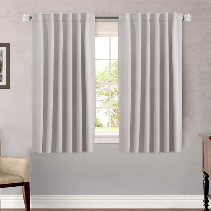 H.VERSAILTEX Blackout Curtains Thermal Insulated Window Treatment Panels Room Darkening Blackout Drapes for Living Room Back Tab/Rod Pocket Bedroom Draperies, 52 x 54 Inch, Stone, 2 Panels by HVERSAILTEX