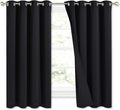 NICETOWN Complete 100% Blackout Curtains, Thermal Insulated Energy Efficiency Window Draperies with Black Liner, Noise Reducing Short Curtains for Kids Room (Black, 52-inch W by 63-inch L, 2 Panels) by NICETOWN