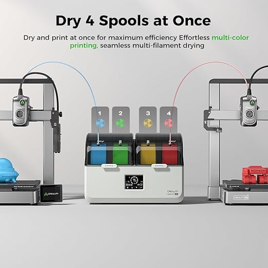 Creality Space Pi X4L Filament Dryer Box,4 Spools Filament Storage Box with Dual Independent Heating Chambers,200W PTC Heats Up to 75°C Rapid Drying for PLA,PETG,TPU,ABS,PET,PC,ASA,PA - Image 3