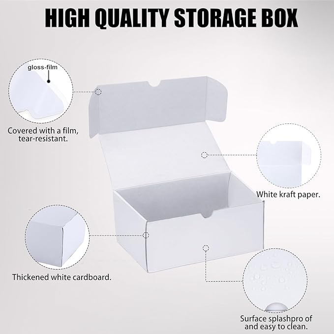 Toploader Trading Card Storage Box, 10-Pack 100 Count White Corrugated Cardboard Bulk Sports Top Loaders Storage Box for TCG/Magic/Mtg Basketball Cards, Collectible Trading Card Organizer - Image 4