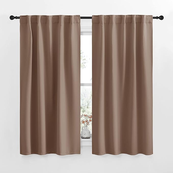 NICETOWN Blackout Curtain Panels for Living Room - (Cappuccino Color) 34x63 Inch, 2 Panels Set, Thermal Insulated Room Darkening Blackout Drapes/Draperies with Rod Pocket & Back Tab for Window by NICETOWN
