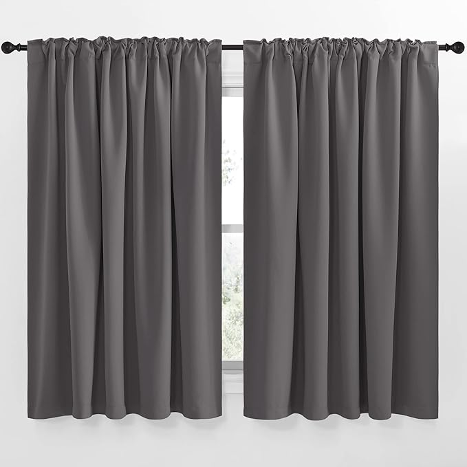 NICETOWN Blackout Curtain Panels Window Draperies - (Grey Color) 70x63 inch, 2 Pieces, Rod Pocket & Back Tab Insulating Room Darkening Blackout Drapes for Bedroom - Image 2