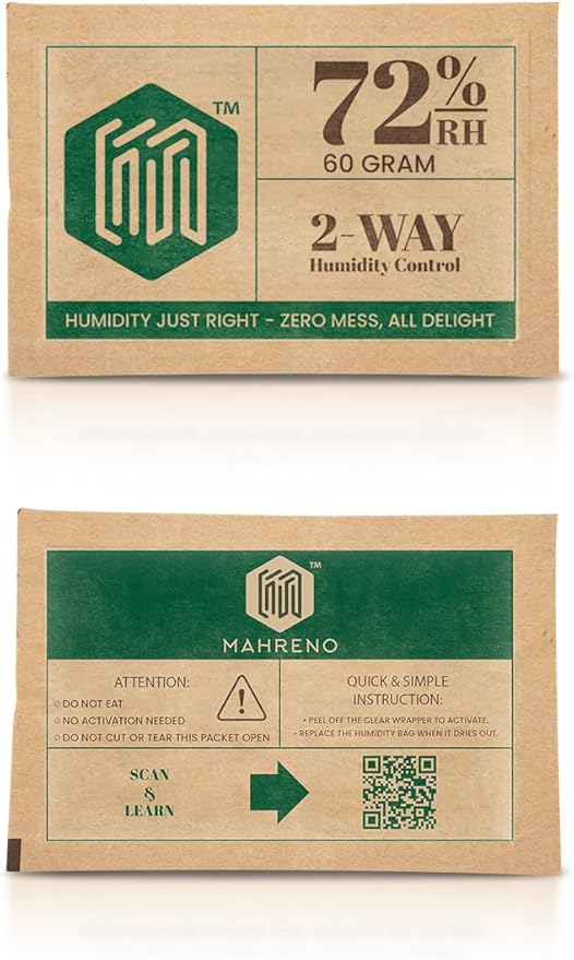 72% Two-Way Humidity Control Packs | 5-Pack, 60g each in Resealable Bag | Long-Lasting Moisture Regulation for Humidifier Boxes - Image 3