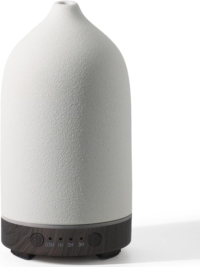 Diffuserlove Ceramic Diffuser 160ML Essential Oil Diffusers Aromatherapy Essential Oil Diffuser for Room Air Diffuser for Home Bedroom Stone Diffuser Black Wood Pattern Base (Size:6.8" H x 3.6" W) by Diffuserlove