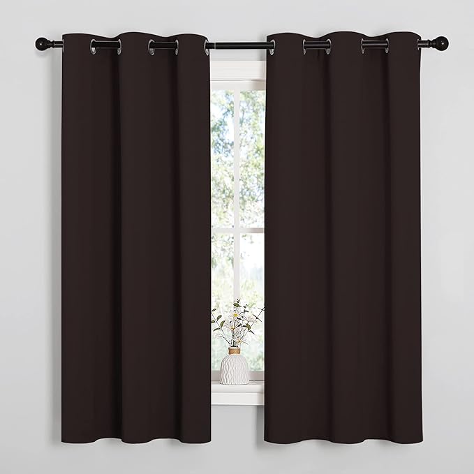 NICETOWN Room Darkening Draperies Curtains, Energy Smart Thermal Insulated Solid Grommet Curtains/Drapes Window Panels (2 Panels, 34-inch x 54-inch, Toffee Brown) by NICETOWN