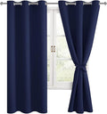 Hiasan Blackout Curtains for Bedroom, Thermal Insulated, Light Blocking, Noise Reducing Window Curtain Panels, Tiebacks Included, Set of 2, Grommet Top (Navy Blue, Width 42 Inch x Length 63 Inch) by Hiasan