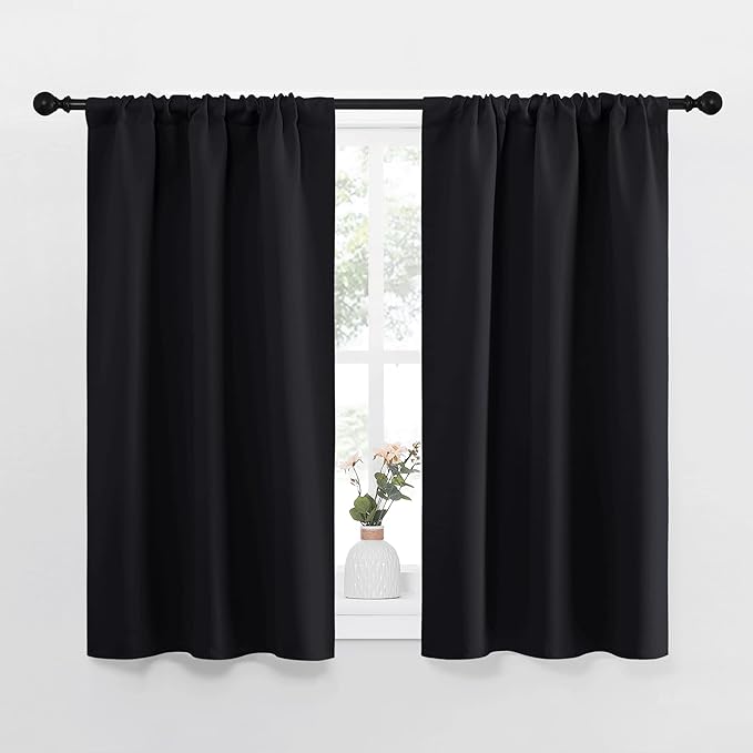 NICETOWN Black Out Curtain Panels for Kitchen - Energy Smart Decoration Thermal Insulating Blackout Drapes/Draperies for Small Window (2 Panels, 34 inches Wide by 45 inches Long) by NICETOWN