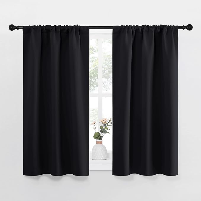 NICETOWN Black Out Curtain Panels for Kitchen - Energy Smart Decoration Thermal Insulating Blackout Drapes/Draperies for Small Window (2 Panels, 34 inches Wide by 40 inches Long) by NICETOWN