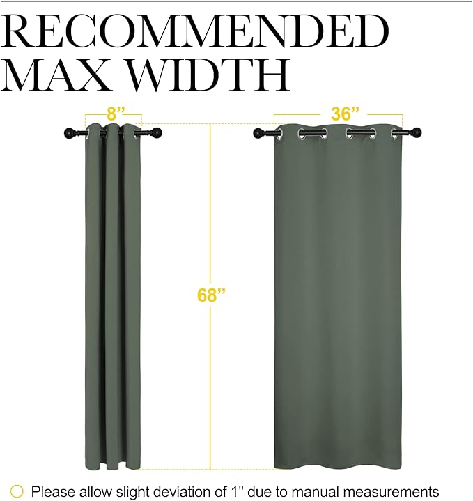 NICETOWN Blackout Curtain Panels, Home Decoration Thermal Insulated Solid Grommet Blackout Drape for Dining Room (Dark Mallard, 1 Pair, 42 by 68-Inch) - Image 7