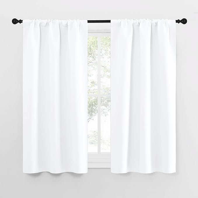 NICETOWN RV Curtains for Camper Windows, White Curtains for Kitchen Window, Home Decoration Light Filtering Drapes for Small Window (29" Wide by 50inches Long, 1 Pair) by NICETOWN
