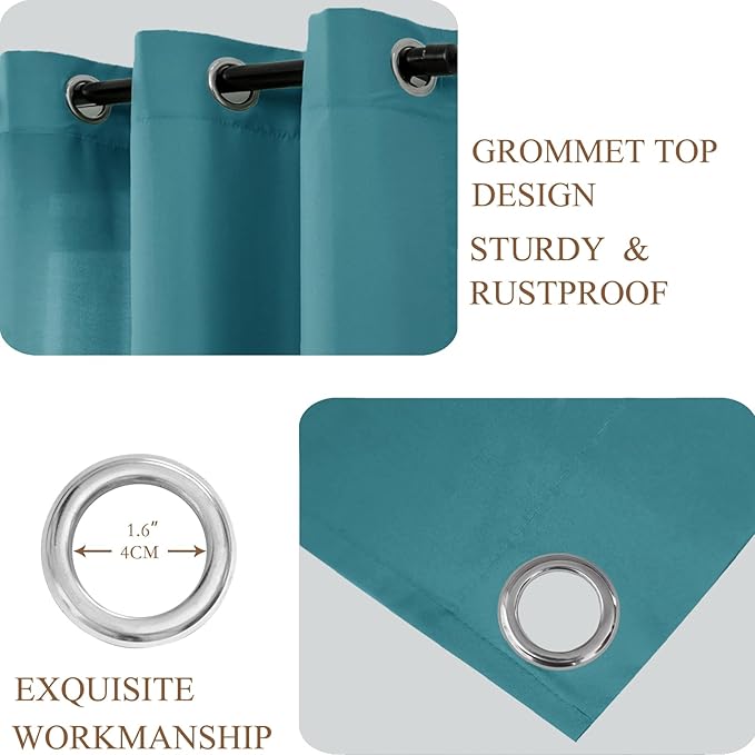 L.Z.E Light Filtering Curtains 72 Inch Length 2 Panels Set Teal Privacy Non-See-Through Semi Sheer Curtains for Living Room Bedroom Nursery Grommet Top Solid Window Panels (55" W x 72" L) - Image 4